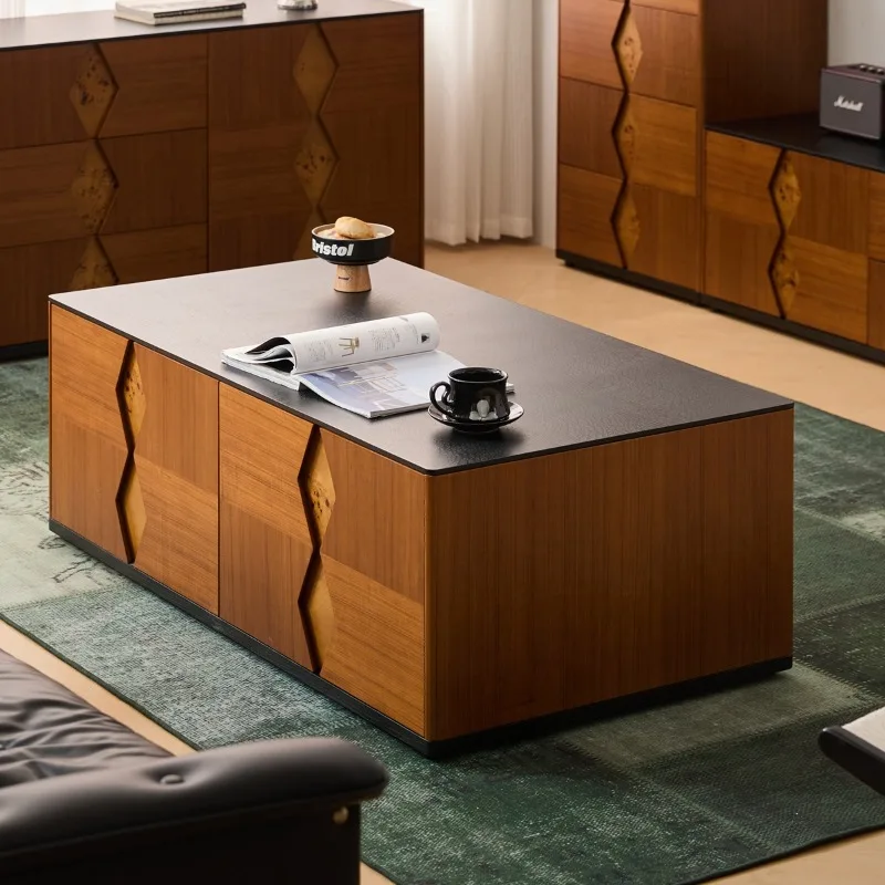 

storage solid wood furniture fashionable and simple modern Nordic light luxury style coffee table TV cabinet combination