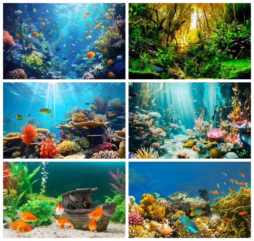 

Laeacco Under The Sea Backdrops Ocean Aquarium Underwater World Coral Fish Diving Seabed Adults Portrait Photography Background