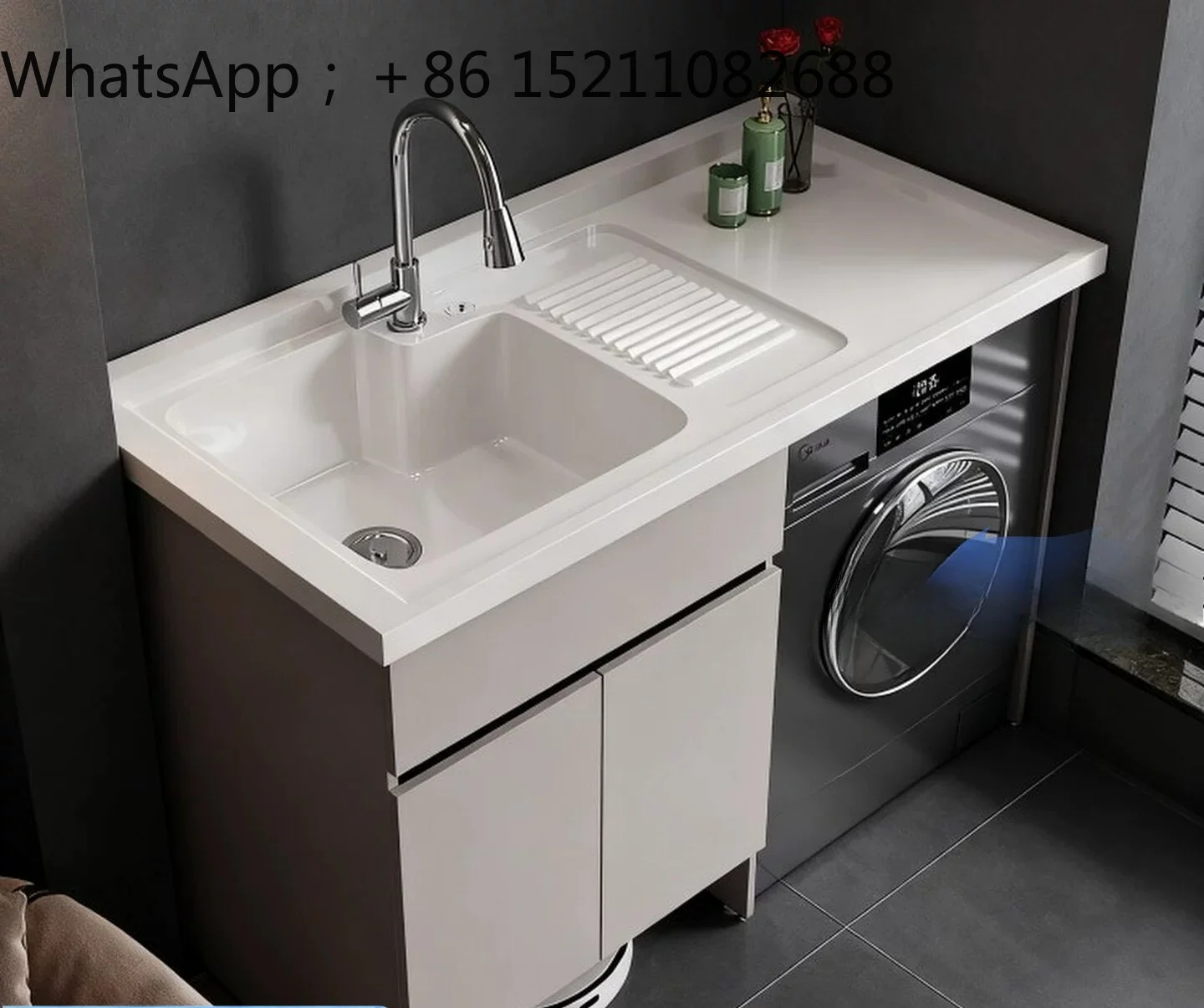 LLY drum washing machine integrated cabinet sweeping robot honeycomb aluminum quartz stone basin laundry cabinet combination