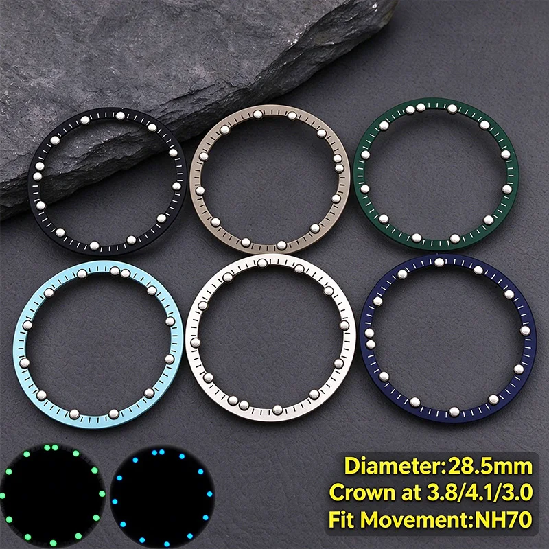 Mod 28.5mm Watch Dial for NH70 NH72 Movement Skeleton Hollow Dial Ring Luminous Watch Accessories Part Customization