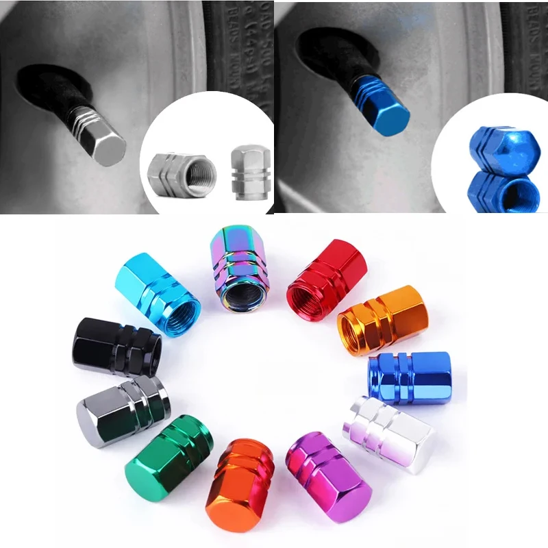 

8/12PCS Car Tire Valve Cap Colourful Aluminium Alloy Explosion-proof Valve Core Cap Tire Pressure Monitoring Universal