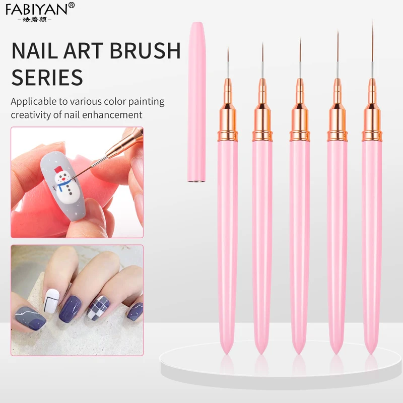 7/9/11/15/20mm Nail Art Liner Brush linee di disegno fai da te Stripe Flower Painting Pen Pink