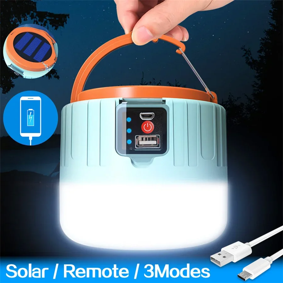 

Remote Control Rechargeable 280W Bulb Lamp Home Portable Lanterns Emergency Night Market Lights Outdoor Solar Camping Tent Light