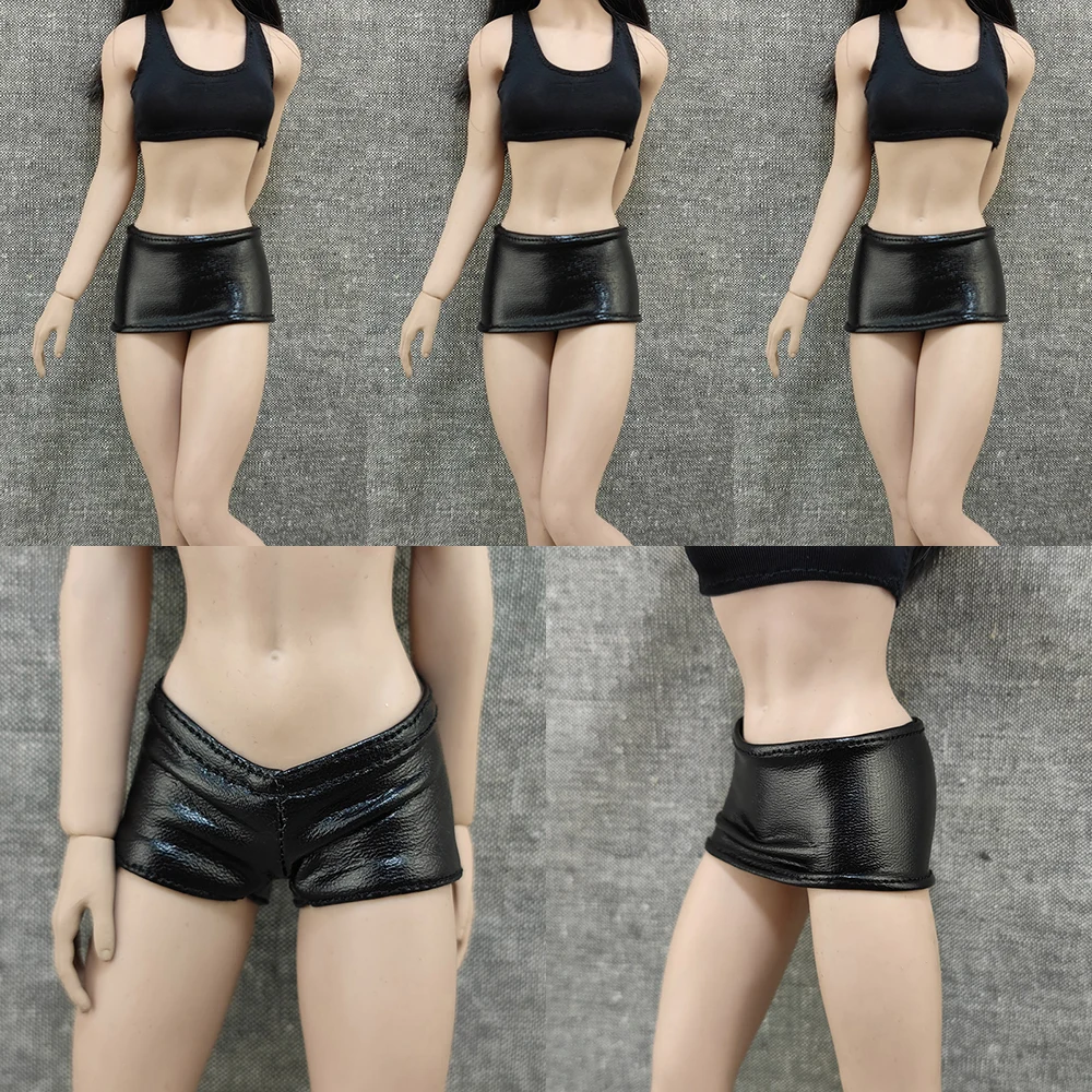 

1/6 Female Soldier Leather Tight Hip Skirt Short Sexy Low Waist Mini Shorts A-Line Skirt For 12'' Action Figure Body Decoration