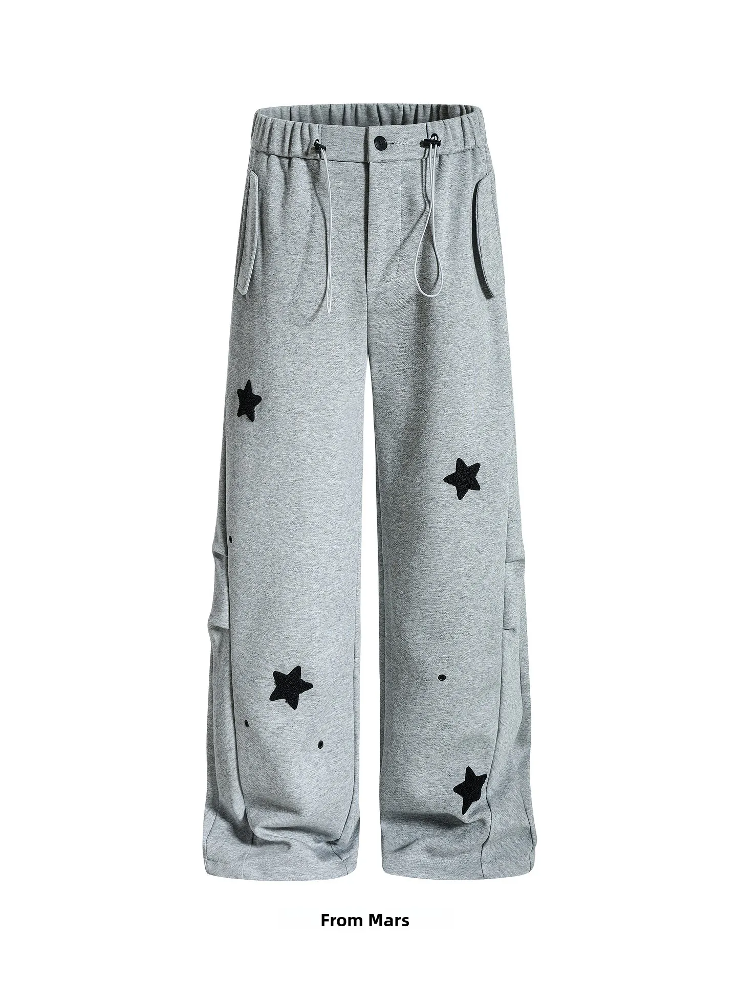 

Loose Casual Wide Leg Sweatpants Men's Women's Trendy Street Sle Retro Star Embroidery Long Pants Cotton Polyester Blend