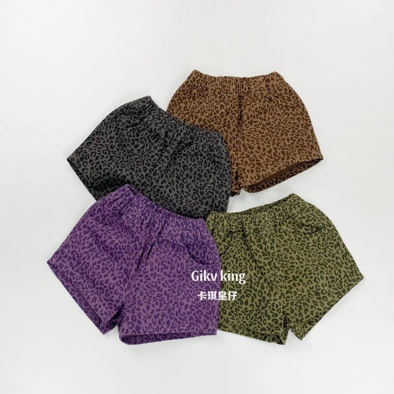 Bellbell Summer Children Leopard Shorts Thin Infant Babys Girls Shorts Loose Elastic Waist 1-6Yrs Kids Boys Vacation Shorts