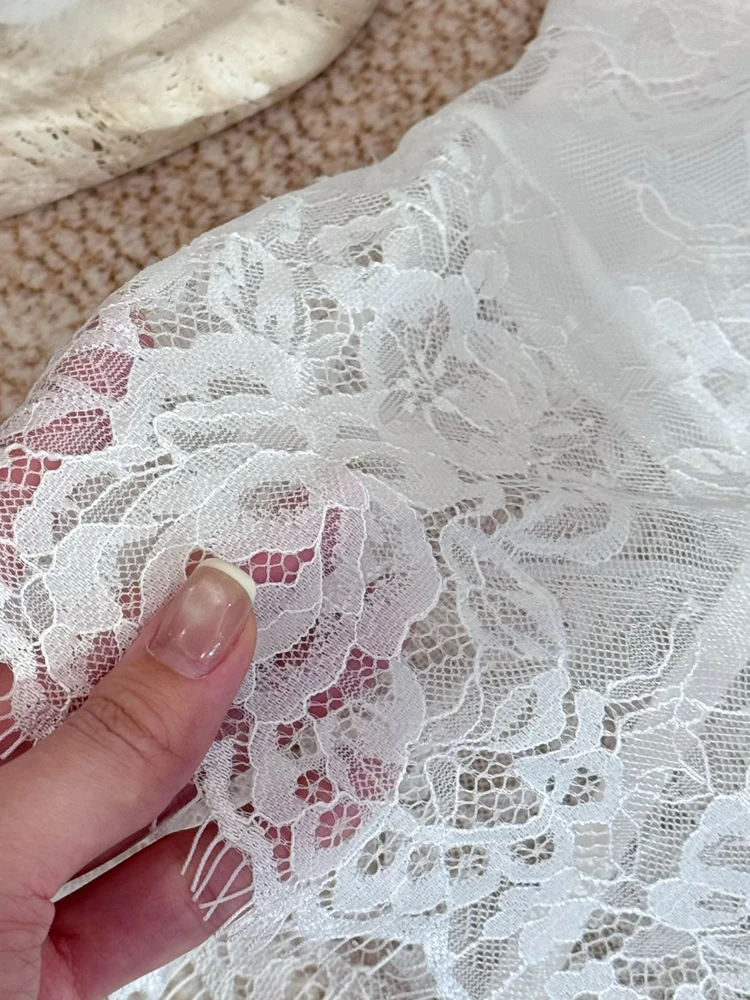 Hot Selling Thin Lace Perspective Embroidery Irregular Sexy Appear Thin Solid Color Wrap Buttocks High Strecth Bodysuits