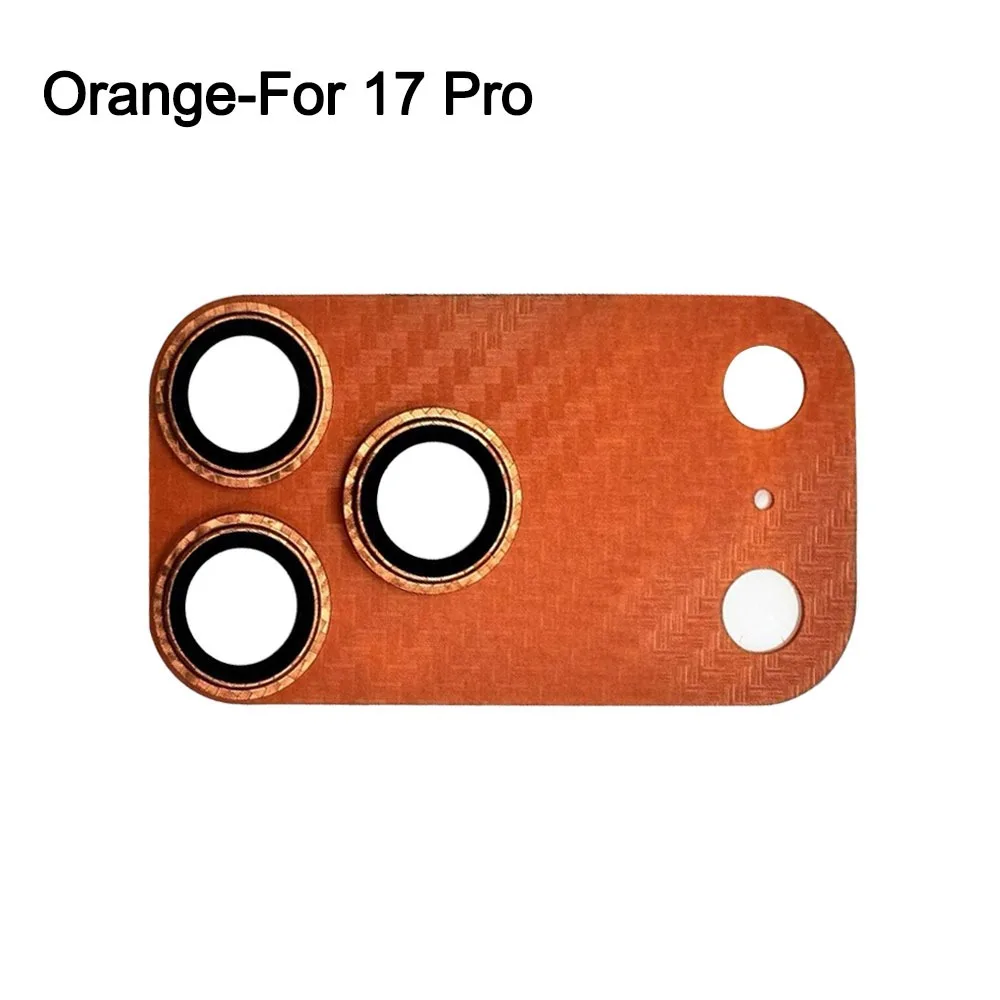 Carbon Fiber Texture Lens Protector Full Cover Orange Camera Lens Cover HD Anti Scratch for iPhone 17Pro/17 Pro Max