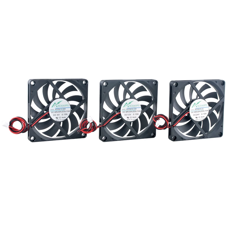 

(3PCS) ACP8010 Ultra-Thin 8cm 80mm Cooling Fan 80x80x10mm DC5V/12V/24V 2-Pin for CPU Power Supplies And Chassis Cooling