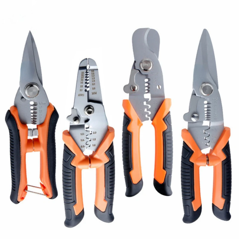 

7-inch multifunctional electrician scissors, wire stripping pliers, wire puller, power line cutting pliers, and other tools