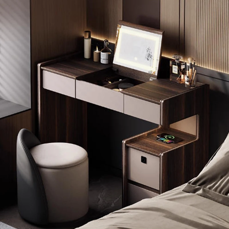 

Luxury Modern Vanity Table Makeup Bedroom Chair Organizer Storage Dressing Table Cosmetics Black Penteadeira Home Furniture