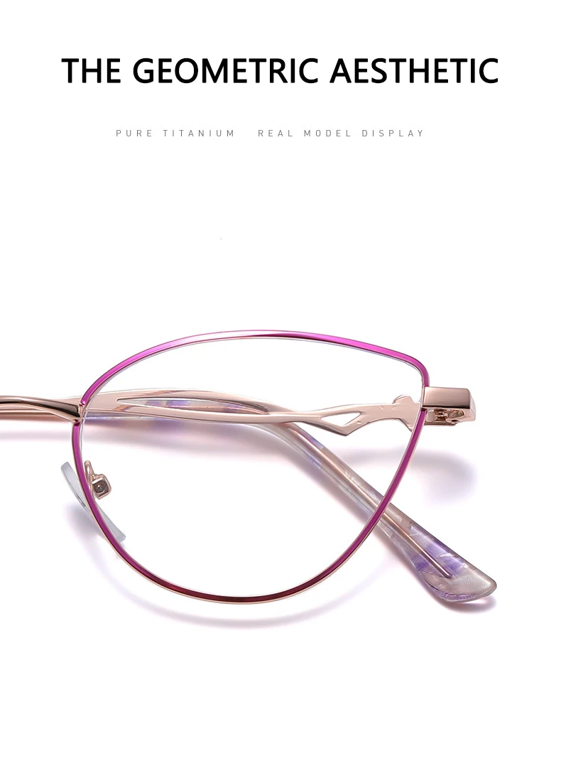 Modische Anti-Blaulicht-Lesebrille für Damen aus Metall mit hochauflösender Anzeige der jugendlichen Lesebrille 9792 – Detail 2