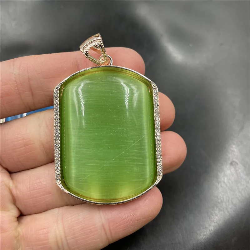 Vacuum Electroplating Inlaid Emerald'S Eye Stone Peaceful Amulet Green Sweater Chain Pendant