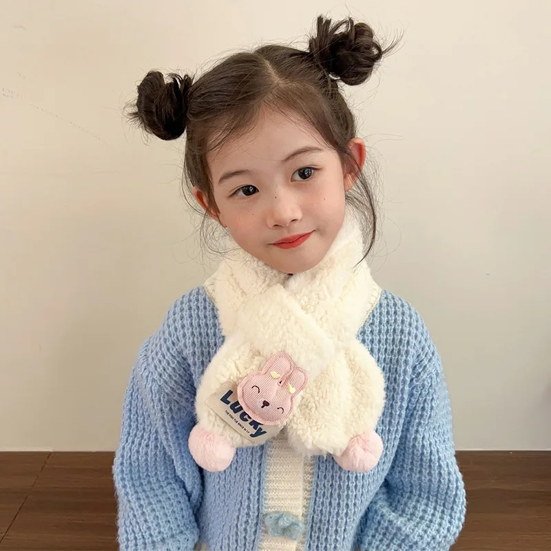 Plush Cartoon Cute Children's Warm Scarf New Letter Printed Rabbit Casual Personality Versatile Plush Cold-proof Scarf