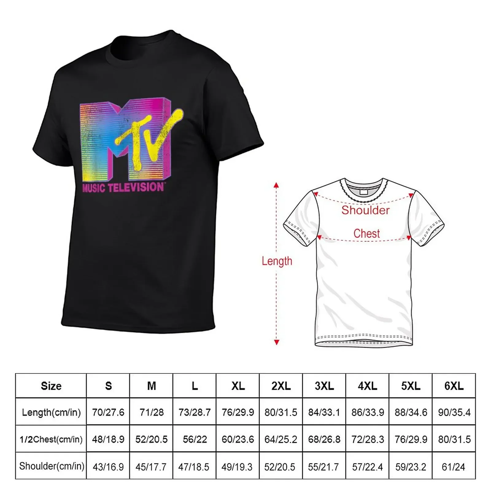 New Mtv distressed fluorescent gradient logo T-Shirt tees summer clothes man clothes shirts graphic tees Men's t-shirts