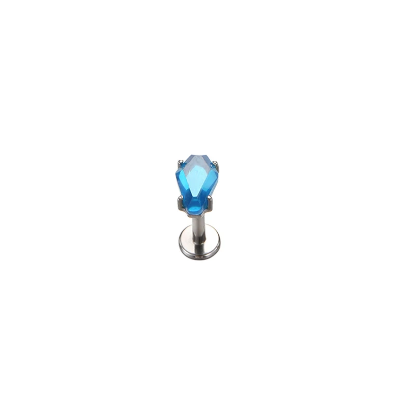 ASTM F136 Titanium Internally Threaded Zircon Labret Lip Tragus Cartilage Helix Earrings Body Piercing Jewelry