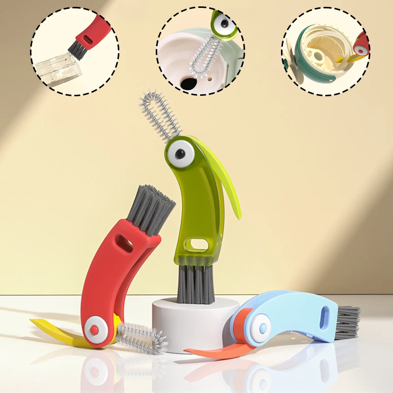 

3 in 1 Multifunctional Cleaning Brush Cup Lid & Gap Cleaner Baby Bottle Brush Cup Mouth Groove Brush Household Cleaning Tool
