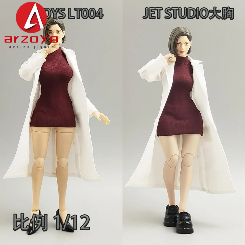 1/12 スケール女性用ウインドブレーカーハイネックベースドレスセット服モデルフィット 6 インチ LT004 ローマンキーソルジャーアクションフィギュアボディ