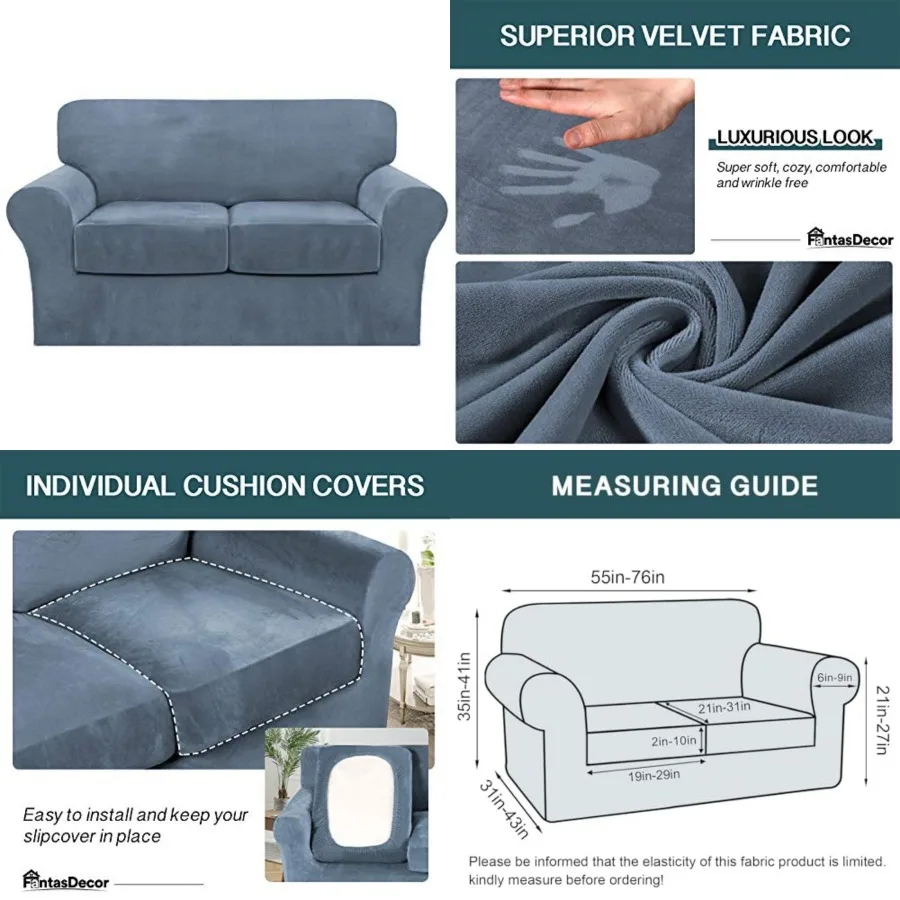 

Pcs Covers Velvet for Couch Stretch Slipcover with Individual Seat Elastic Furniture Protector for Pets