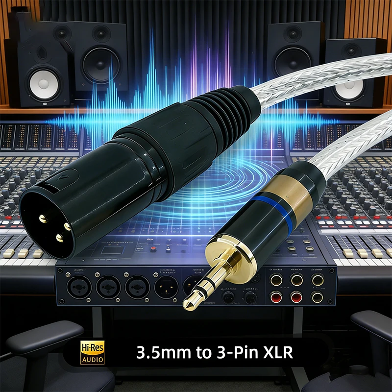 XLR 3-Pin To 3.5mm Cable Unbalanced 3.5 To XLR Male Microphone Audio Cable for Computer SLR Camera Record Canon Cord