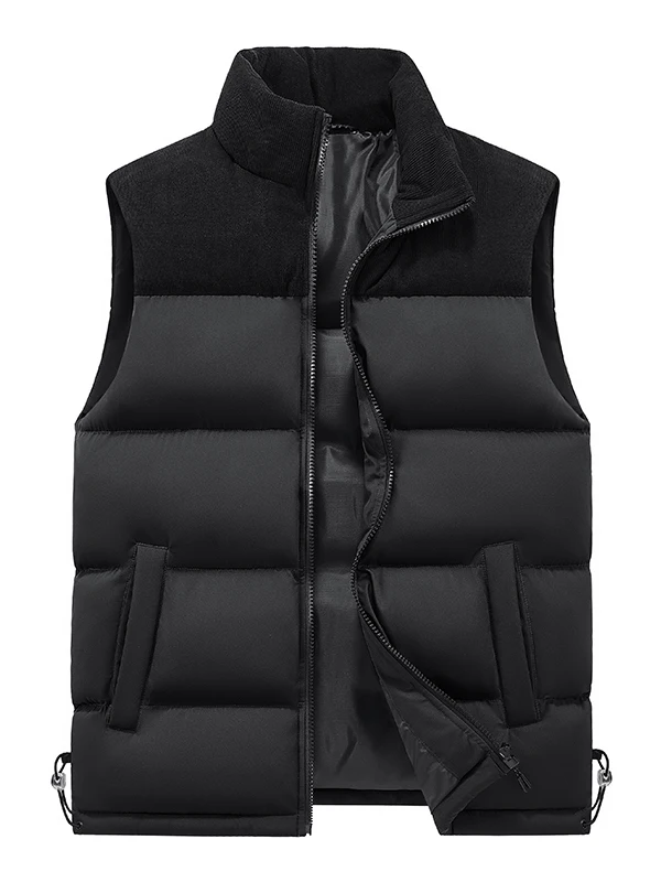 

Men's Thi Cotton Vest Winter Faion Warm Thiened Svel Youth Urban Sle Color Zipper Closure Outerwear