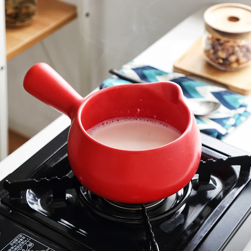 Mini Ceramic Pot Handle Household Milk Pot Boiling Baby Supplementary Food Pot Non Stick 1000ml Milk Pot