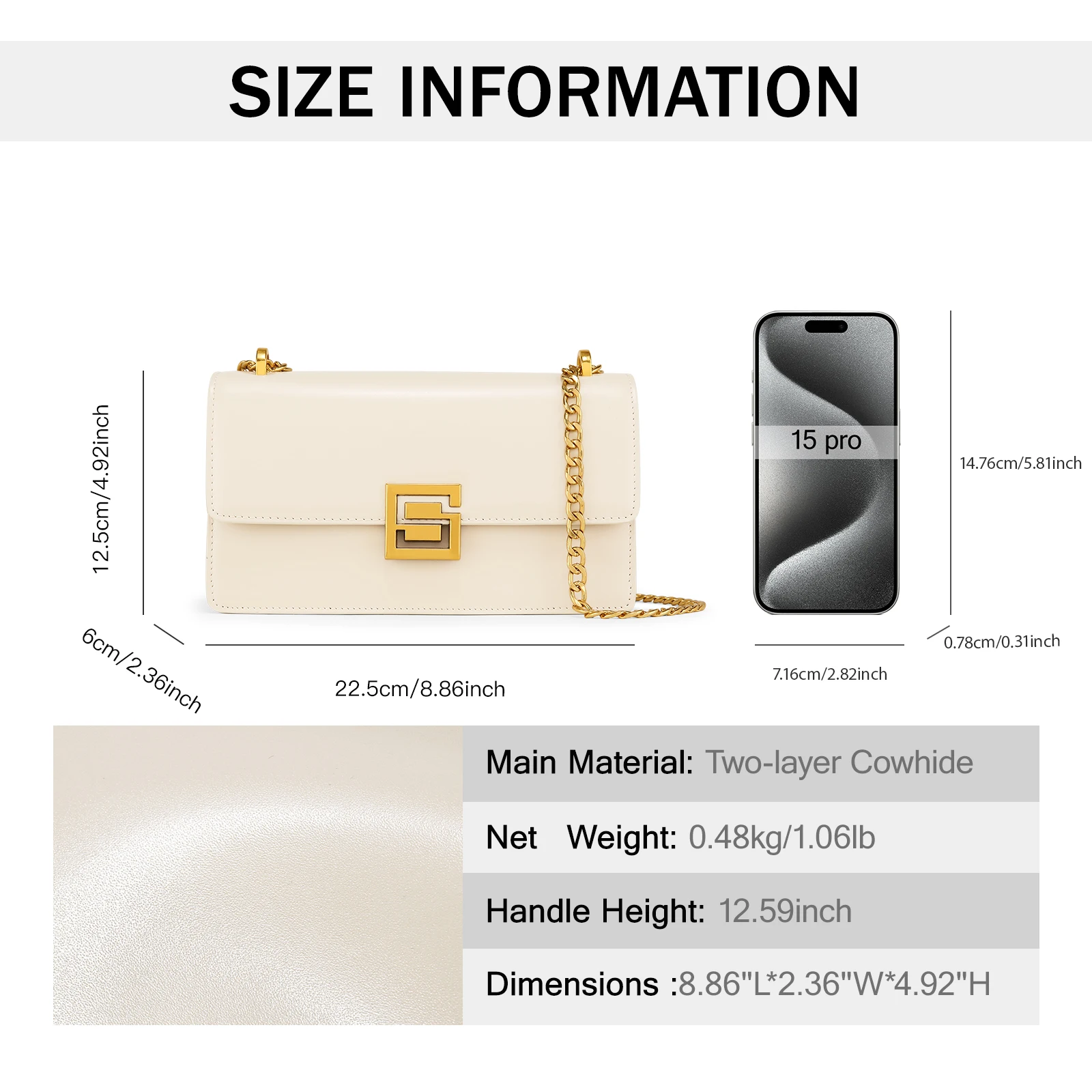 ITAMOOD Chain Bag for Women 2024 Summer New High End Simple White Handbag Small Square Underarm Single Shoulder Crossbody Bag