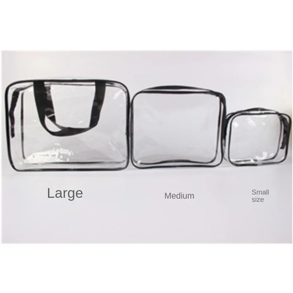 Waterproof PVC Cosmetic Bag Multi-functional Storage Bag Storage Bag Transparent PVC Three-piece Set of Portable Toiletry Bag