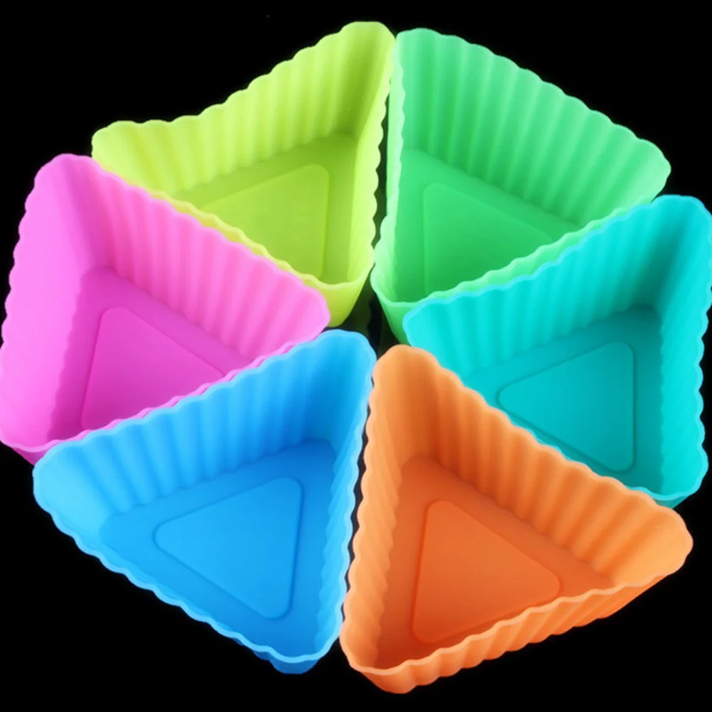 20 Pcs Chocolate Triangle Muffin Cup Cake Pan Reusable Cupcake Liners Mini Paper Cups Silica Gel DIY Baking Mold