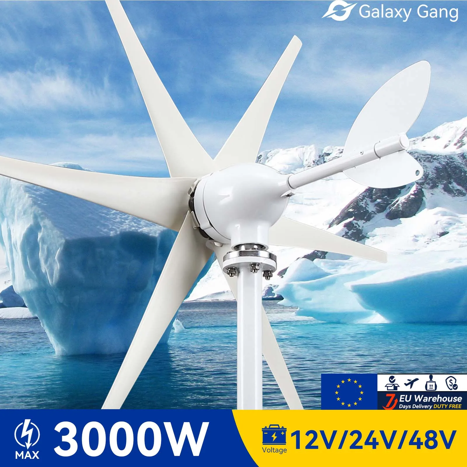 

Galaxy Gang 3000w Wind Electric Generator Turbine Kit 3KW Power 12v 24v 48v Off Grid System With Mppt Controller Model GGS7