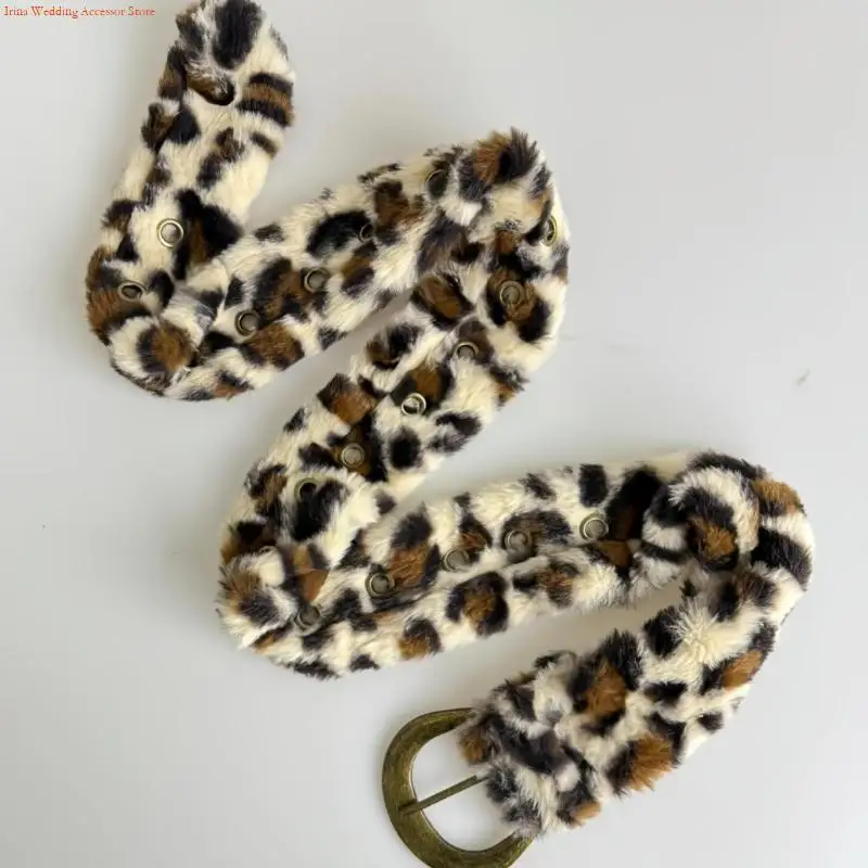 G92D Elegant Leopard Design Belt Adjustable Length PU Sash Perfect For Casual Outfits