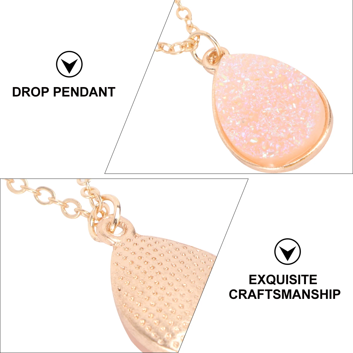 

Water Drop Pendant Necklace Simple Style for Women Girls Pink Creative Stylish Fashion Accessory Crystal Cluster Gift