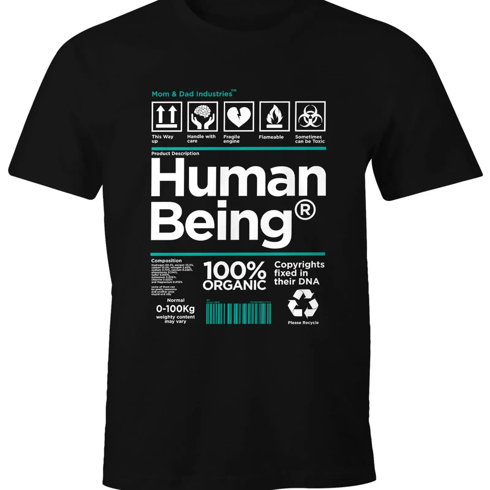 MoonWorks Men's T Shirt Design Human Being Instruction Manual Parody Fun Funny Saying vintage Washed Stylish Breathable