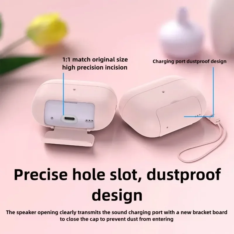 

Magnetic Stand Protective Case， for Apple AirPods 4/Pro 2 - Solid Color Design, Shockproof Cover for Bluetooth Earphones