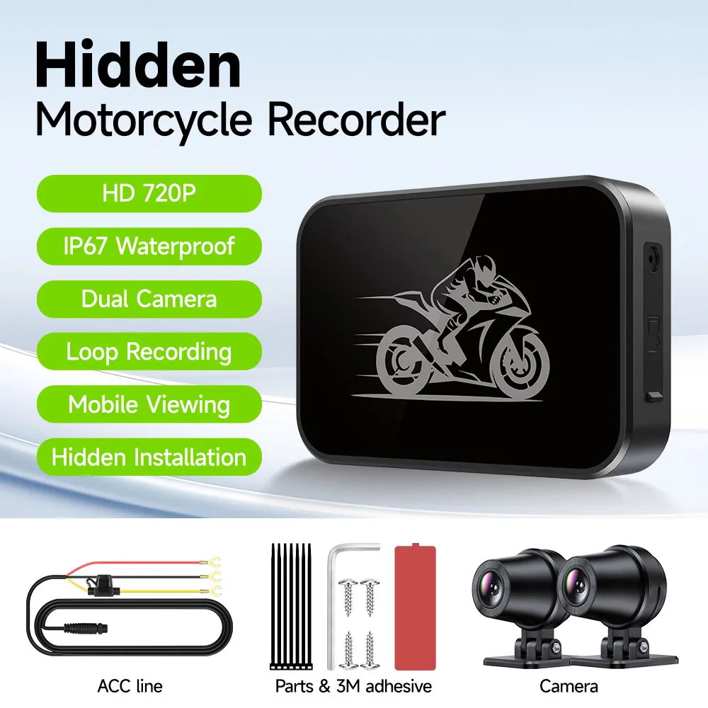 JIUYIN 720P Motorcycle Dual DVR Smart Connect Action Camera Recorder Front & Rearview WiFi Waterproof Moto Dash Cam universal