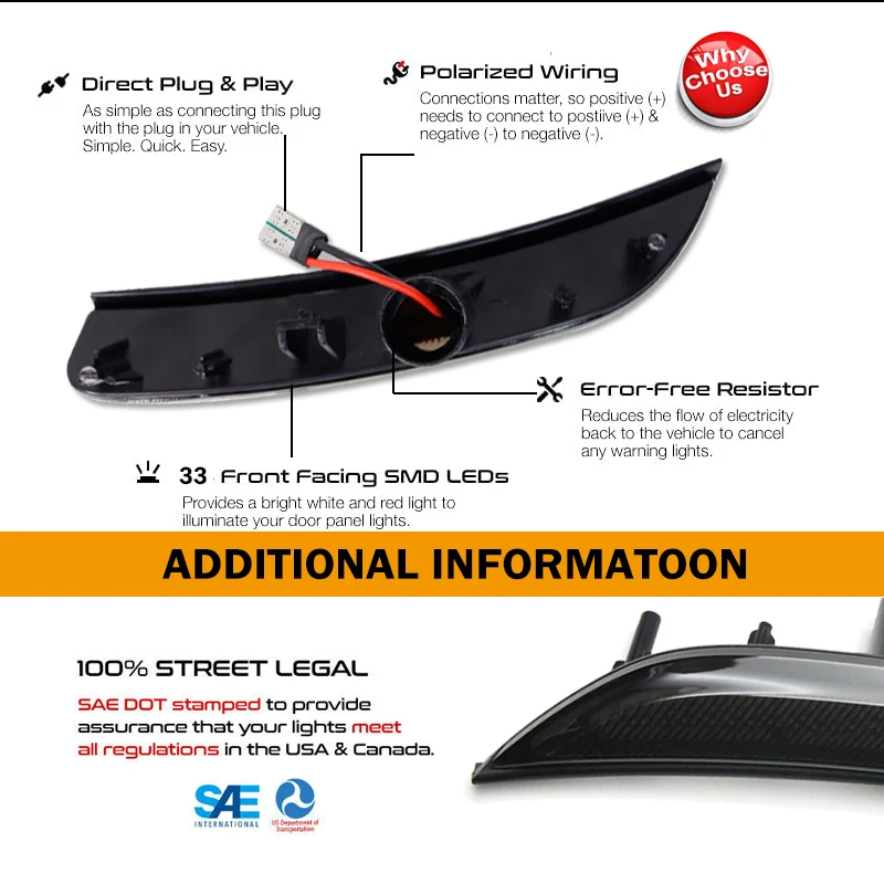 2Pcs Smoked Amber LED Front Side Marker Light For Chrysler 200 2015 2016 2017 Car Accessories Car Products Led Lights US Version