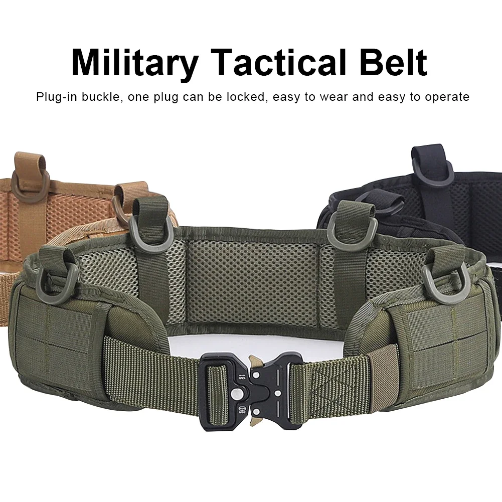 Cinturón táctico Molle para hombre, cinturón de batalla, Airsoft, ejército, combate al aire libre, CS, caza, Paintball, cintura acolchada, conjunto