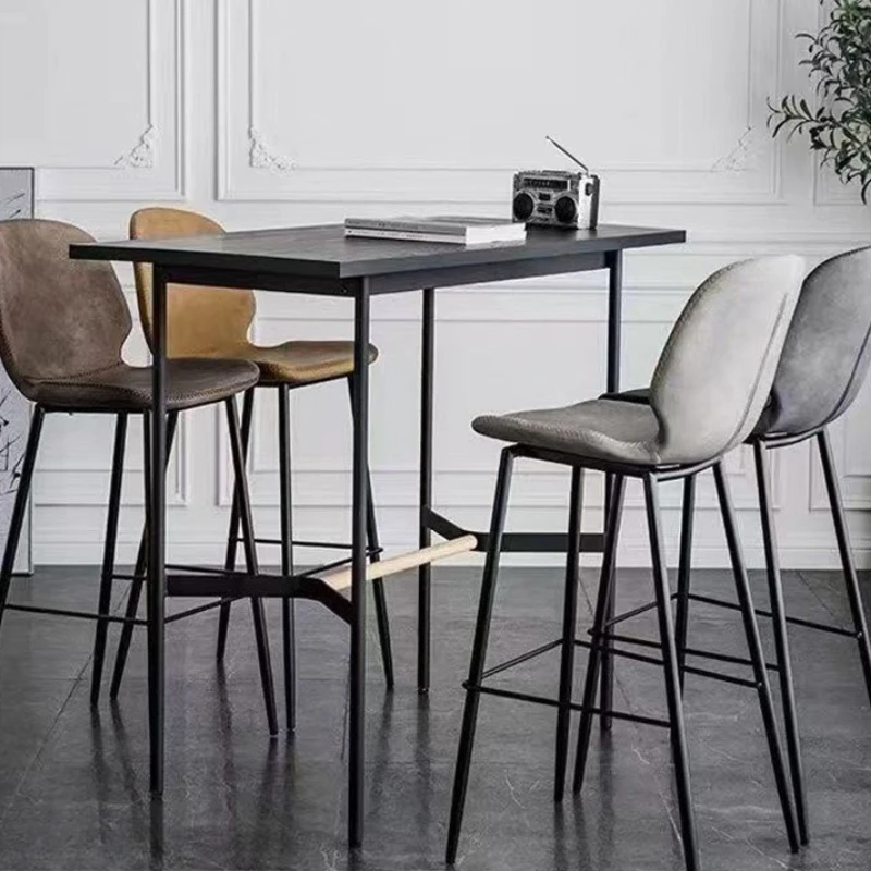 

Luxury Vintage Modern Bar Stool High Back Bar Chair Industrial Iron Frame Designer Counter Swivel Seat Pub Kitchen Island