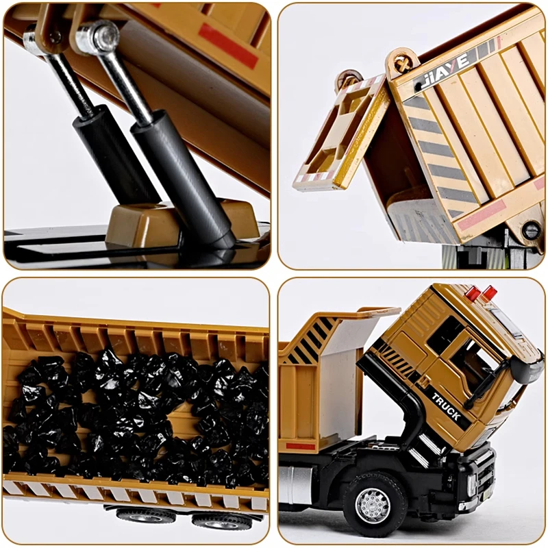 1/50 City Heavy Tipper Truck Model Diecasts Metal Slag Coal Mine Transport Vehicles Car Model Sound and Light Childrens Toy Gift