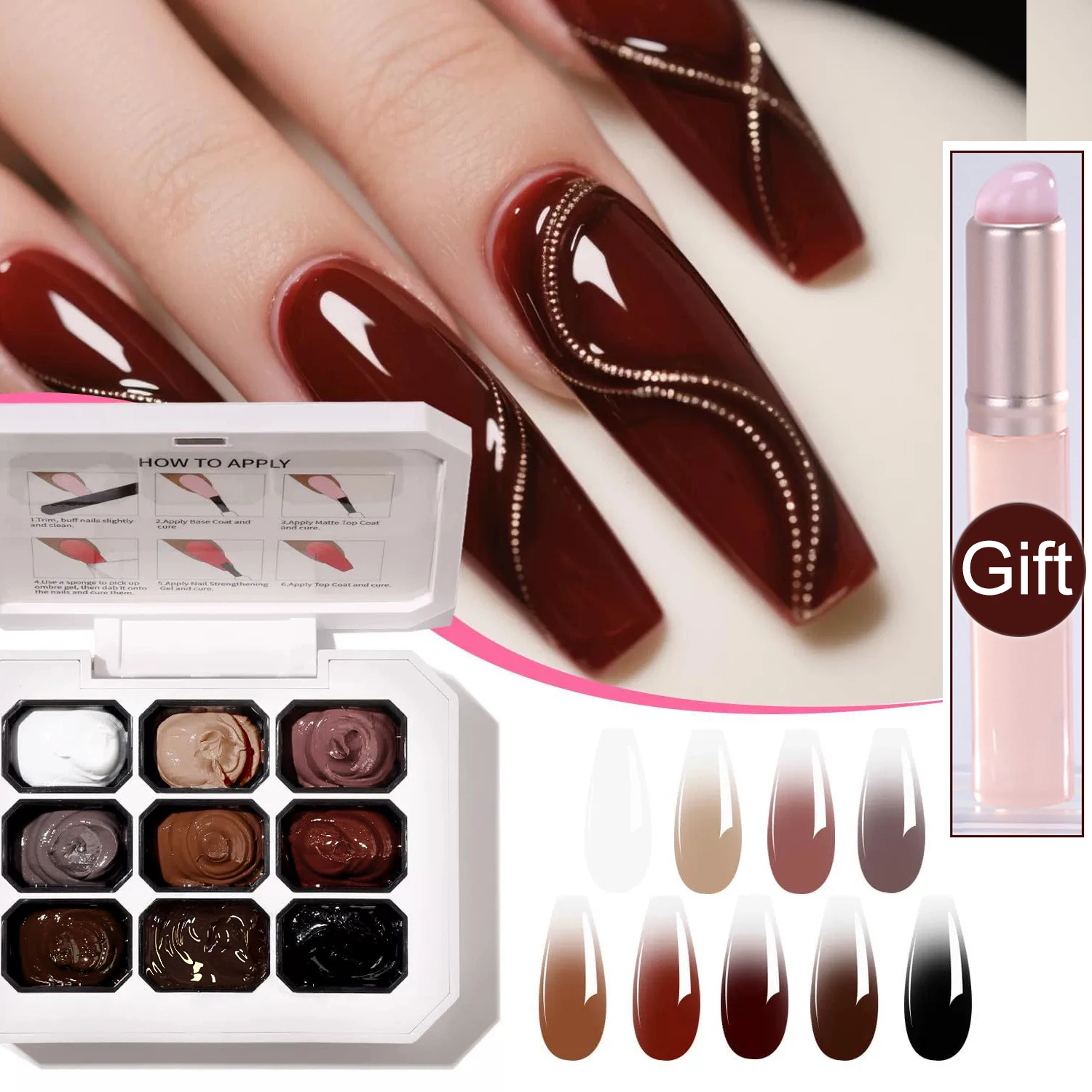 9Colors Winter Red Pat Painting Gel 4 In 1 Used For Gradient Nail Stamping UV LED Gel Varnishes Manicure Oil Painting Nail Salon