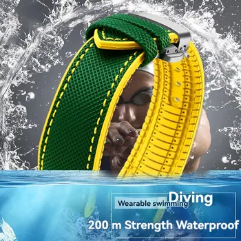 19毫米、21毫米、22毫米尼龍橡膠底錶帶,適用於浪琴表 Conquest HydroConquest L3.781 642 742 782 運動潛水錶帶 10 最佳銷售 水力征服 - №7