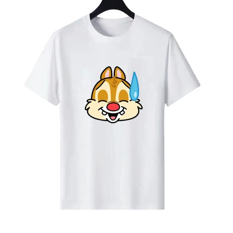 

Disney Chip Dale Pattern Woman Parent-Child Clothing Round Neck Family Tops Ladies Cheap Short Sleeves T-Shirt Men Sweatshirts