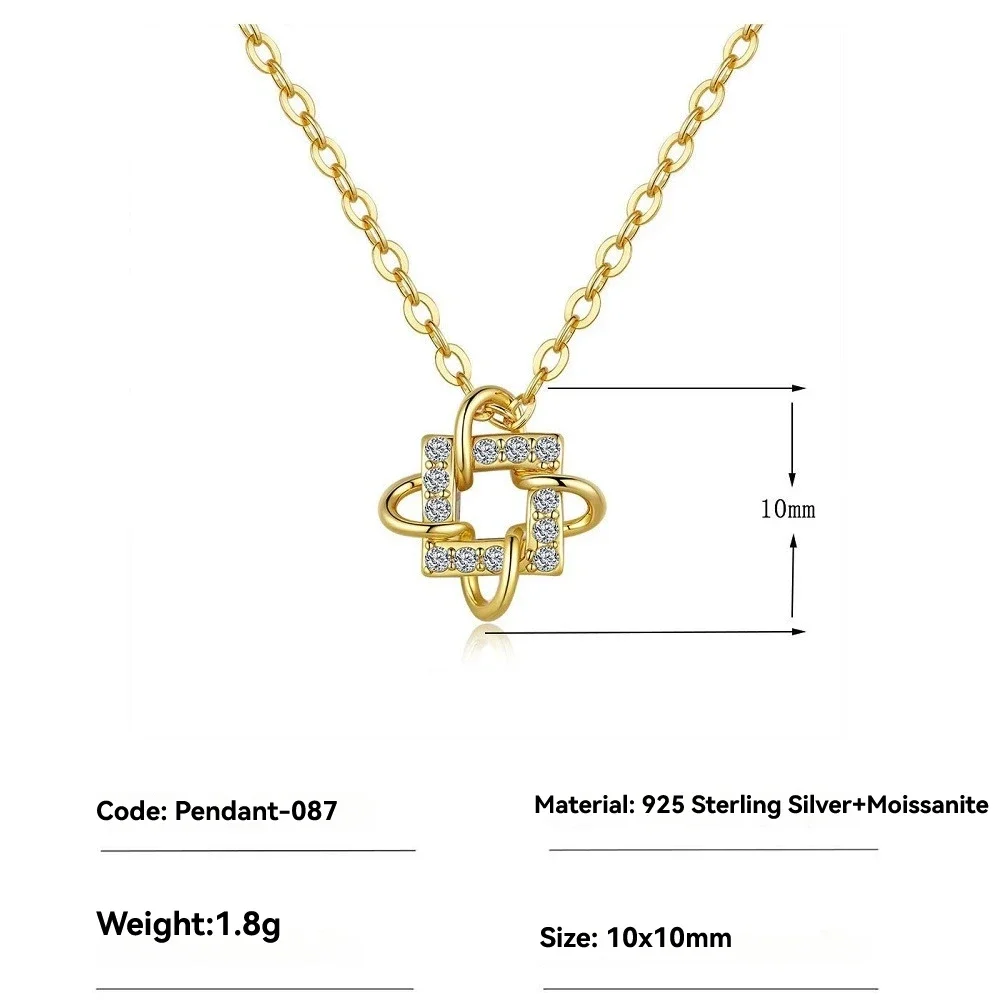 

Women's D Color Moissanite Necklace Pendant -Wedding Anniversary Gift, Engagement Pendant Jewelry with Gold Plated Chain
