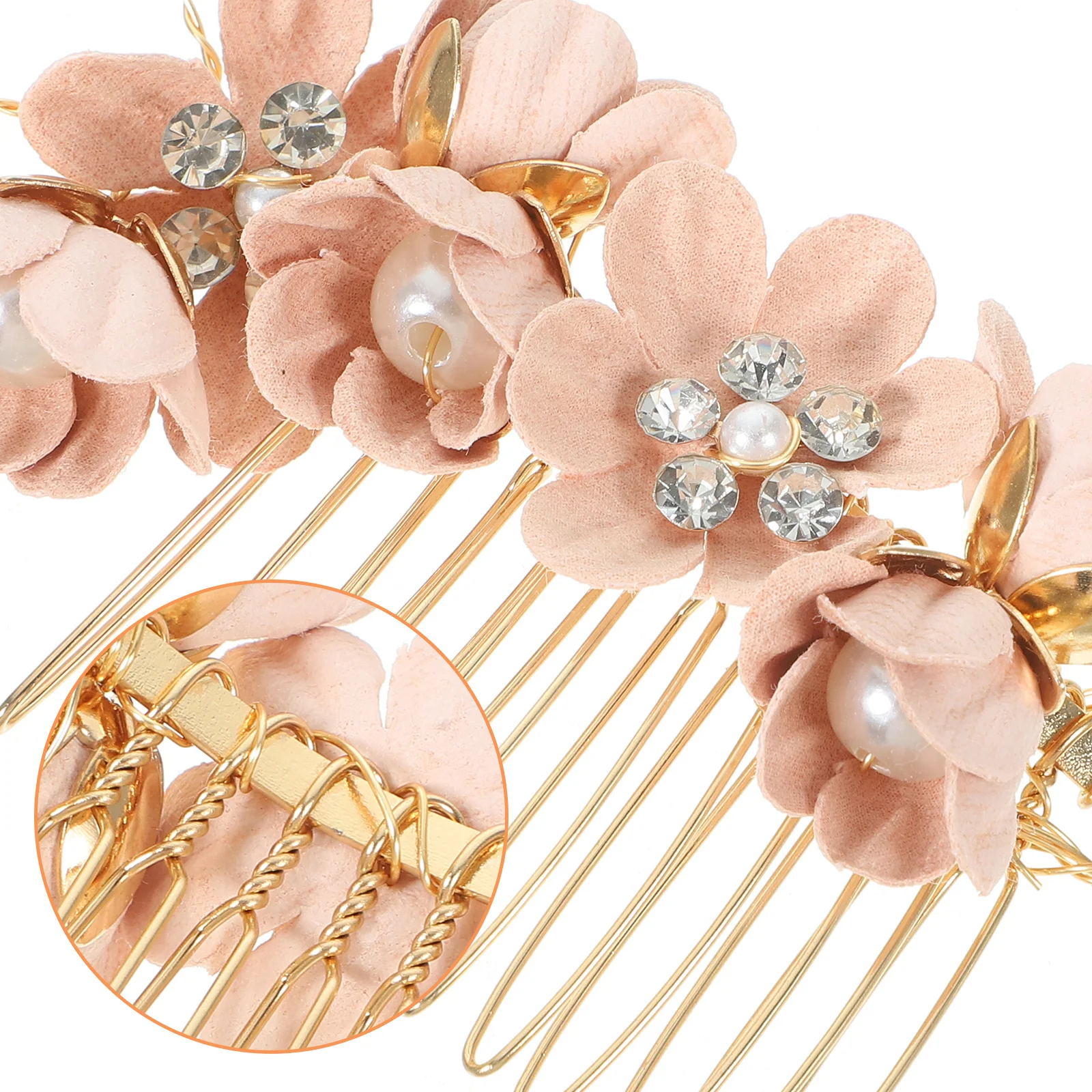 

Flower Hair Comb Bridal Wedding Exquisite Carved Metal Hair Styling Rhinestone Decorative Accessories Fairy Jewelry for Women