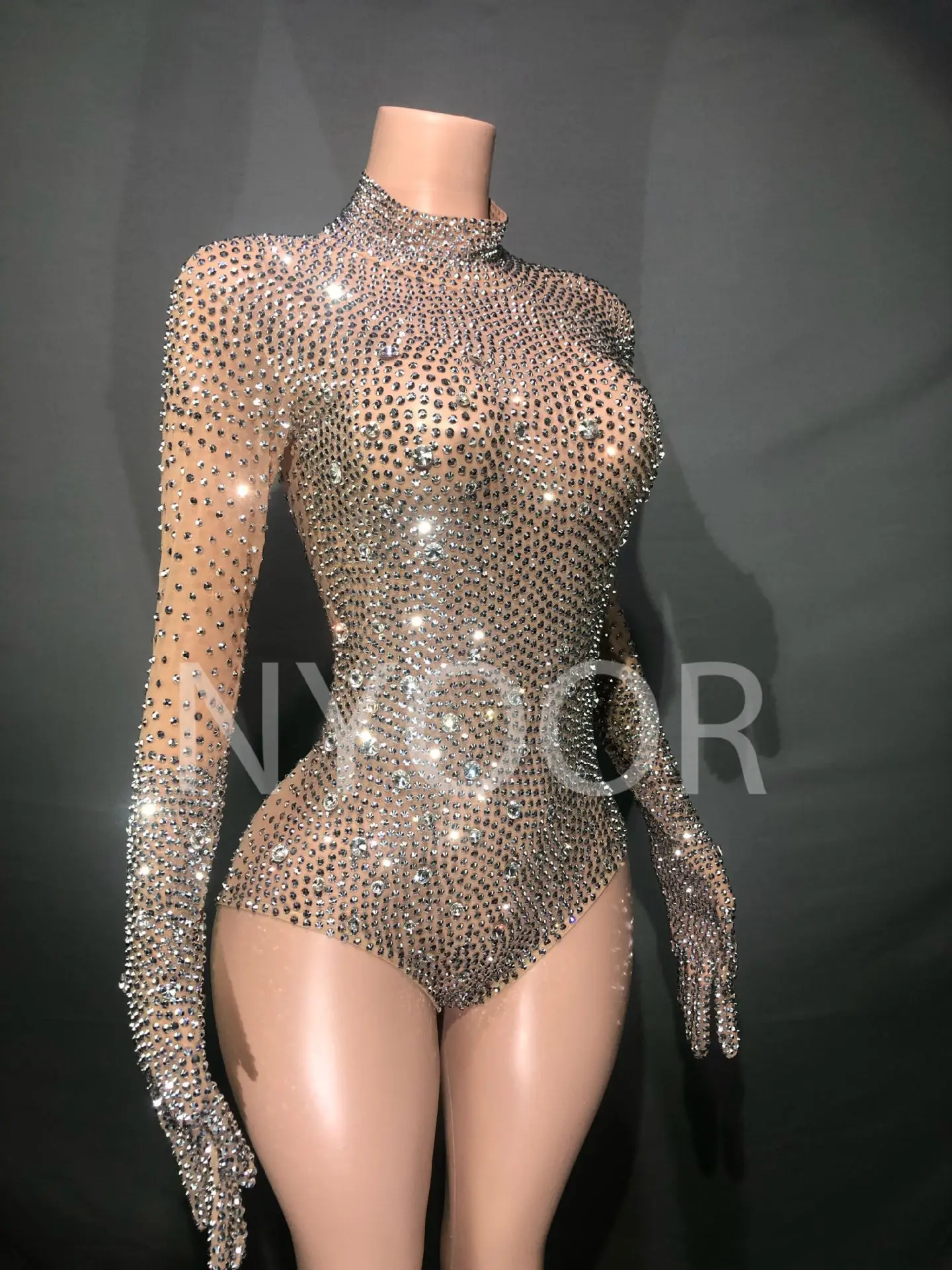 Silver Diamond Shiny Hot Agent Tech ถุงมือซิปตาข่ายปาร์ตี้เต้นรําชุด Abito Luxury Elegante Gala Damen Kleider Abendkleid Elegant
