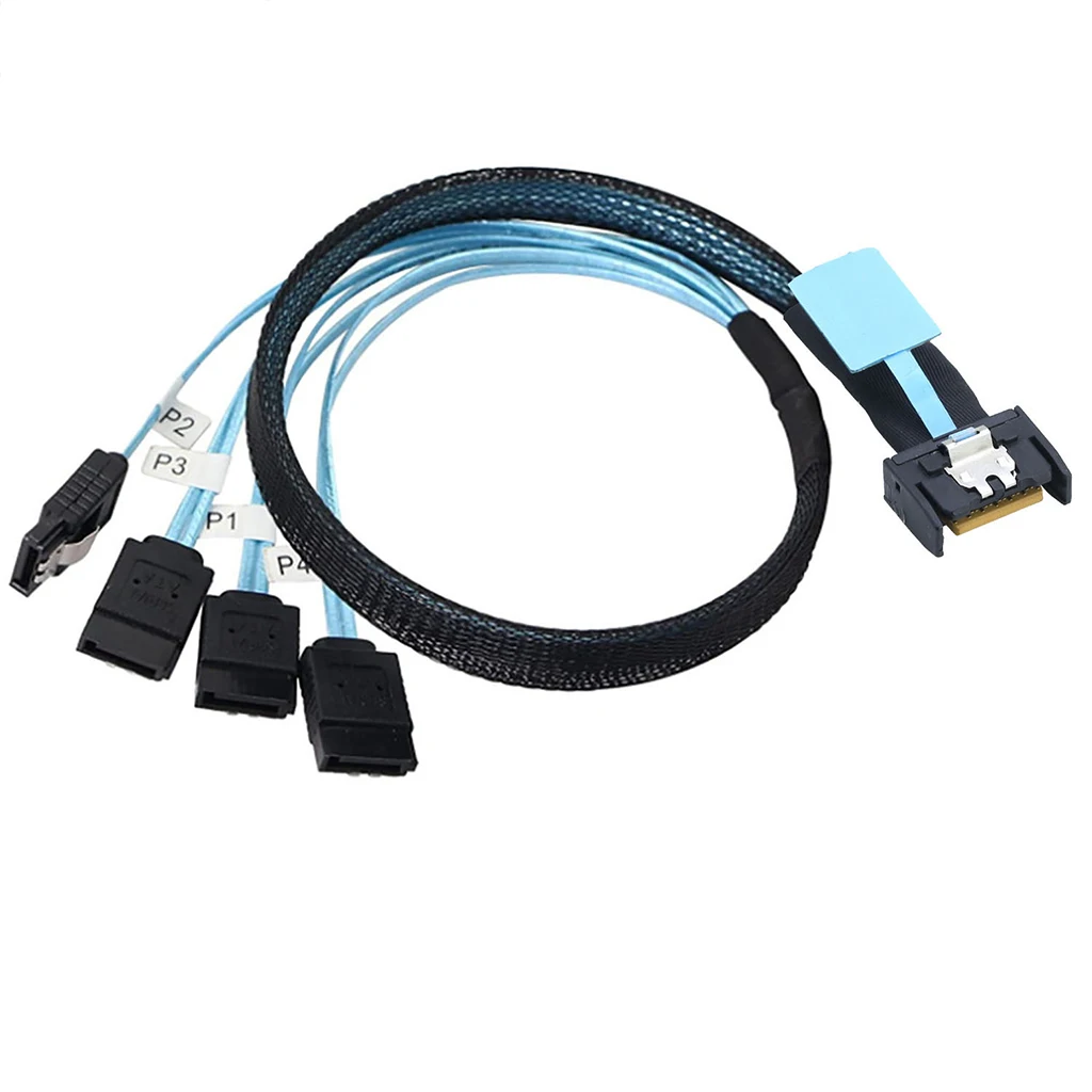 

XT-XINTE SlimSAS 8654 MCIO 4I 38pin to 4X SATA кабель PCIE5.0 PCI-E для сервера, кабель для передачи данных, плетеный шнур, провод