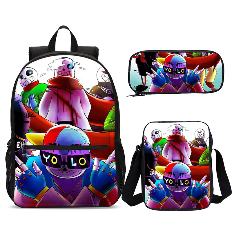 점심 가방/어깨 가방, 연필 가방, 소년 소녀를위한 가방 최고의 선물과 Undertal 어린이 학교 배낭
