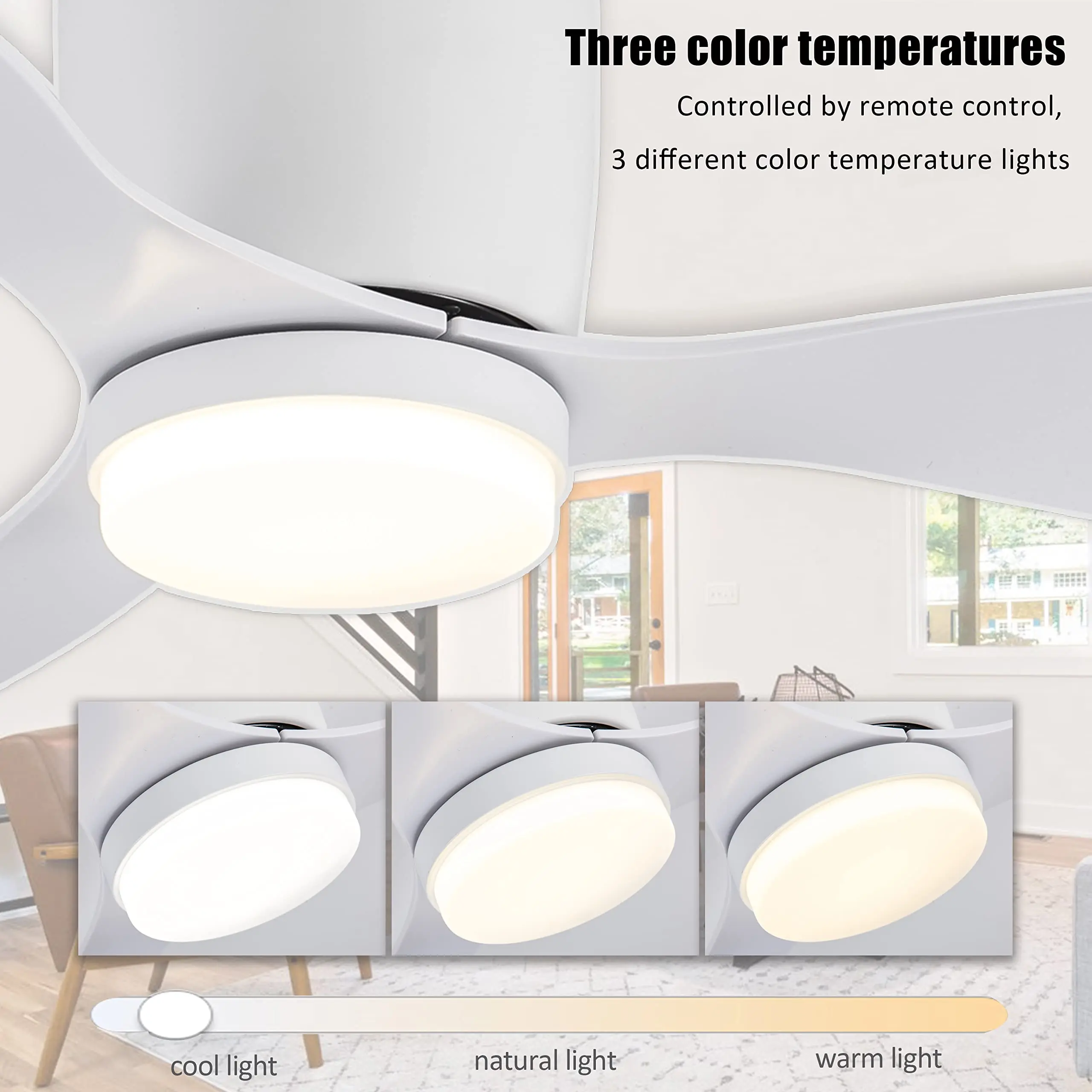 IRALAN Low Floor Ceiling Fans 52/42 Inch Remote Control Cooling Fans Lamp Design Ceiling Fan With Light White wood Color FAN