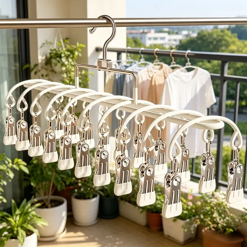1/2 Stück 20-Clip ​ ​ Wäscheständer ​ ​ Winddicht zum Aufhängen ​ ​ Sockenhalter für Kleiderschrank und Hosen ​ ​ Multifunktionaler Organizer für Unterwäsche – Detail 15