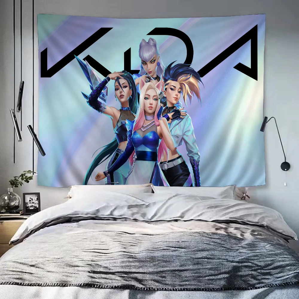 LOL KDA Ahri Akali Kaisa Seraphine Hanging Bohemian Tapestry Cheap Hippie Bohemian Wall Tapestries Mandala Wall Hanging